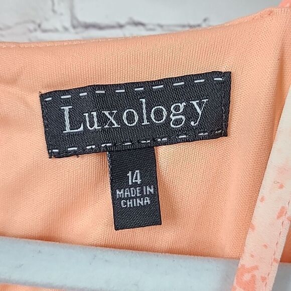 Luxology Women's Coral Pink Ombré Halter Dress Sleeveless Semi-Formal Dressy - Picture 6 of 11